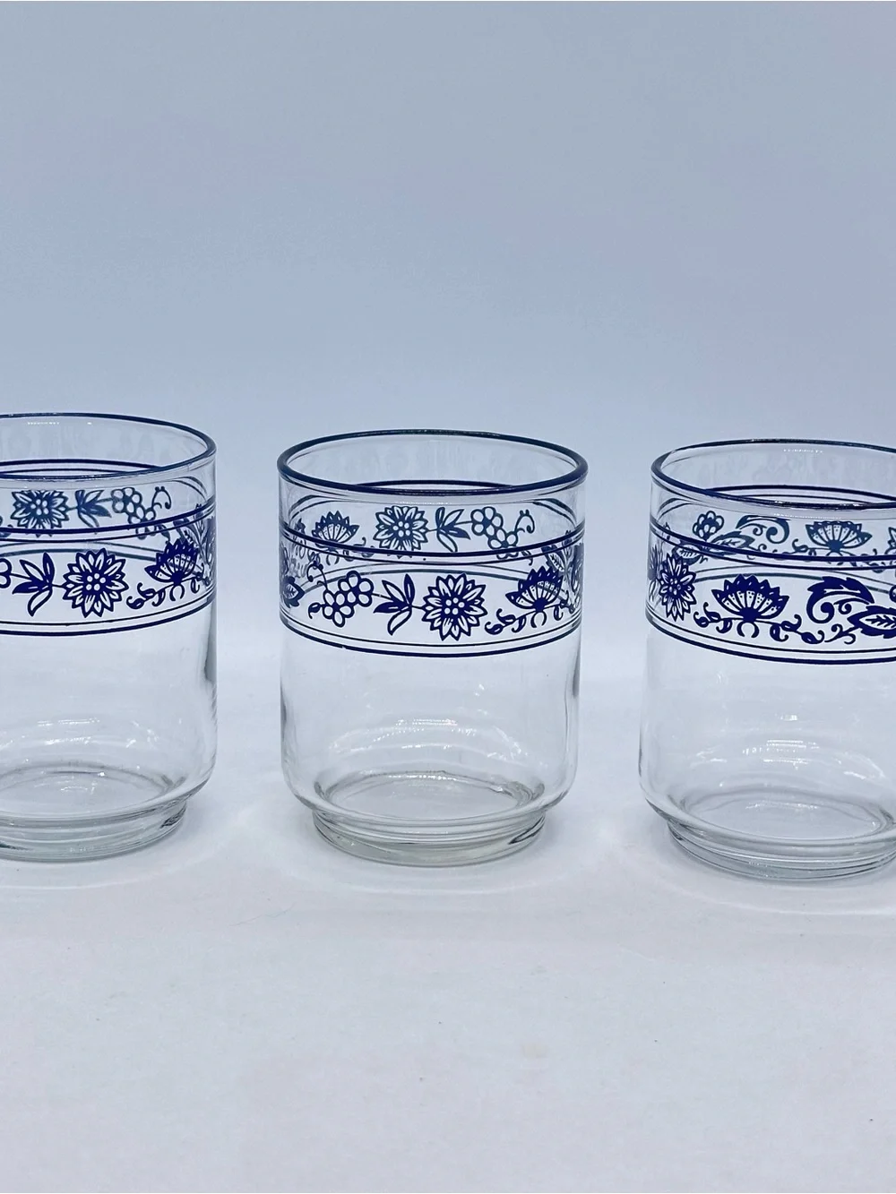 VTG 1970's Lot of 7 Libbey Corelle Old Towne Blue Onion 6oz Juice Glasses